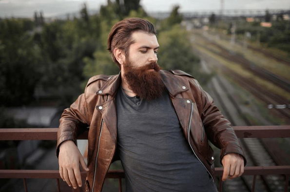 brown leather jacket