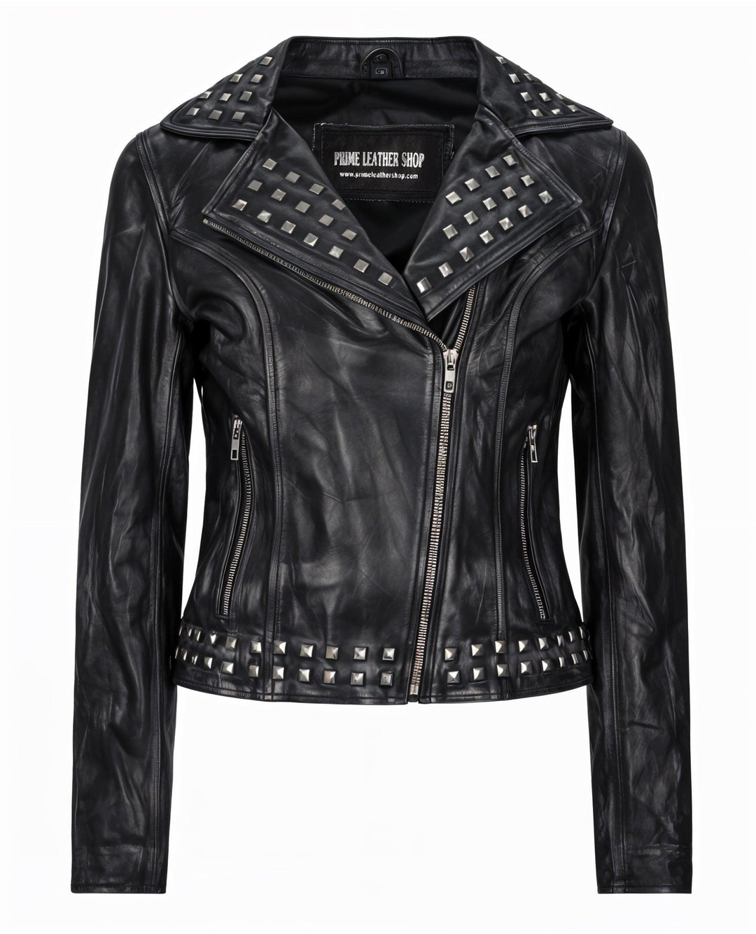 Angie Black Biker Leather Jacket | Leather Jackets AU Primeleathershop