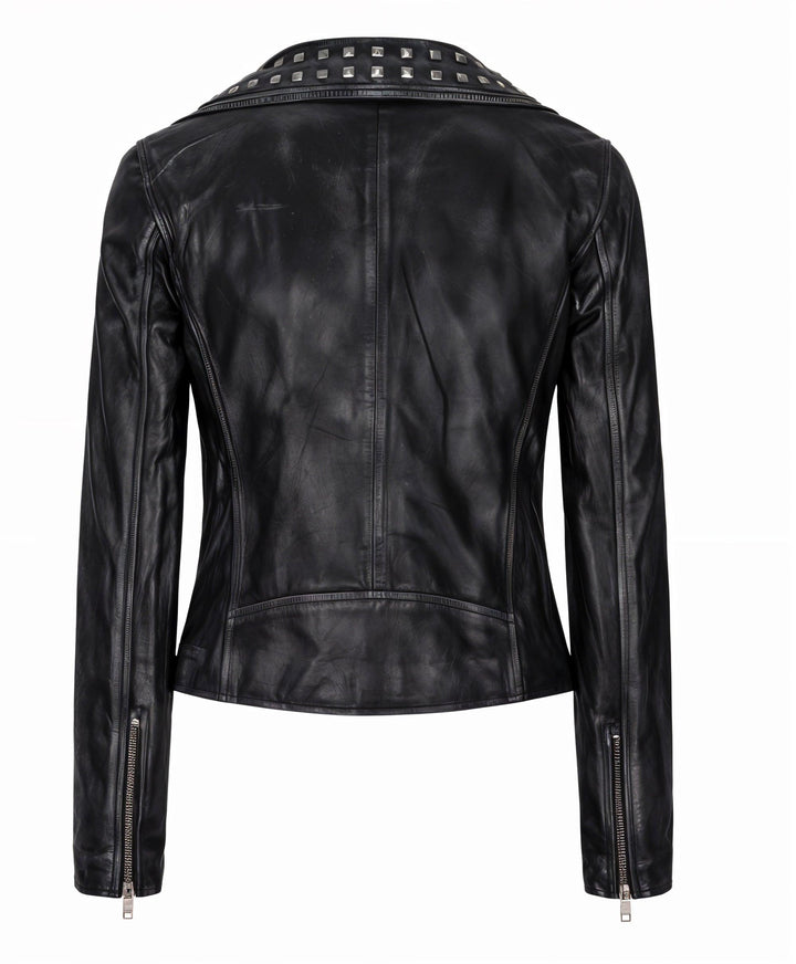 Angie Black Biker Leather Jacket | Leather Jackets AU Primeleathershop