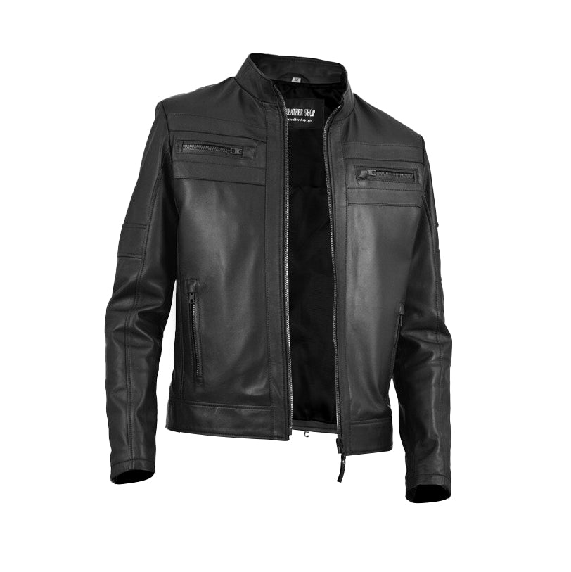 Bana Blitz Black Cafe Racer Racer Jacket | Leather Jackets AU Primeleathershop