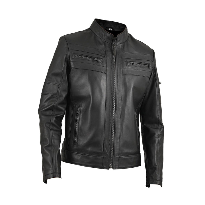 Bana Blitz Black Cafe Racer Racer Jacket | Leather Jackets AU Primeleathershop
