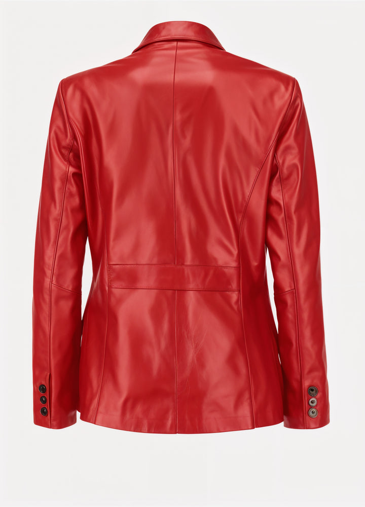 Classic Red Leather Blazer | Leather Jackets AU Primeleathershop