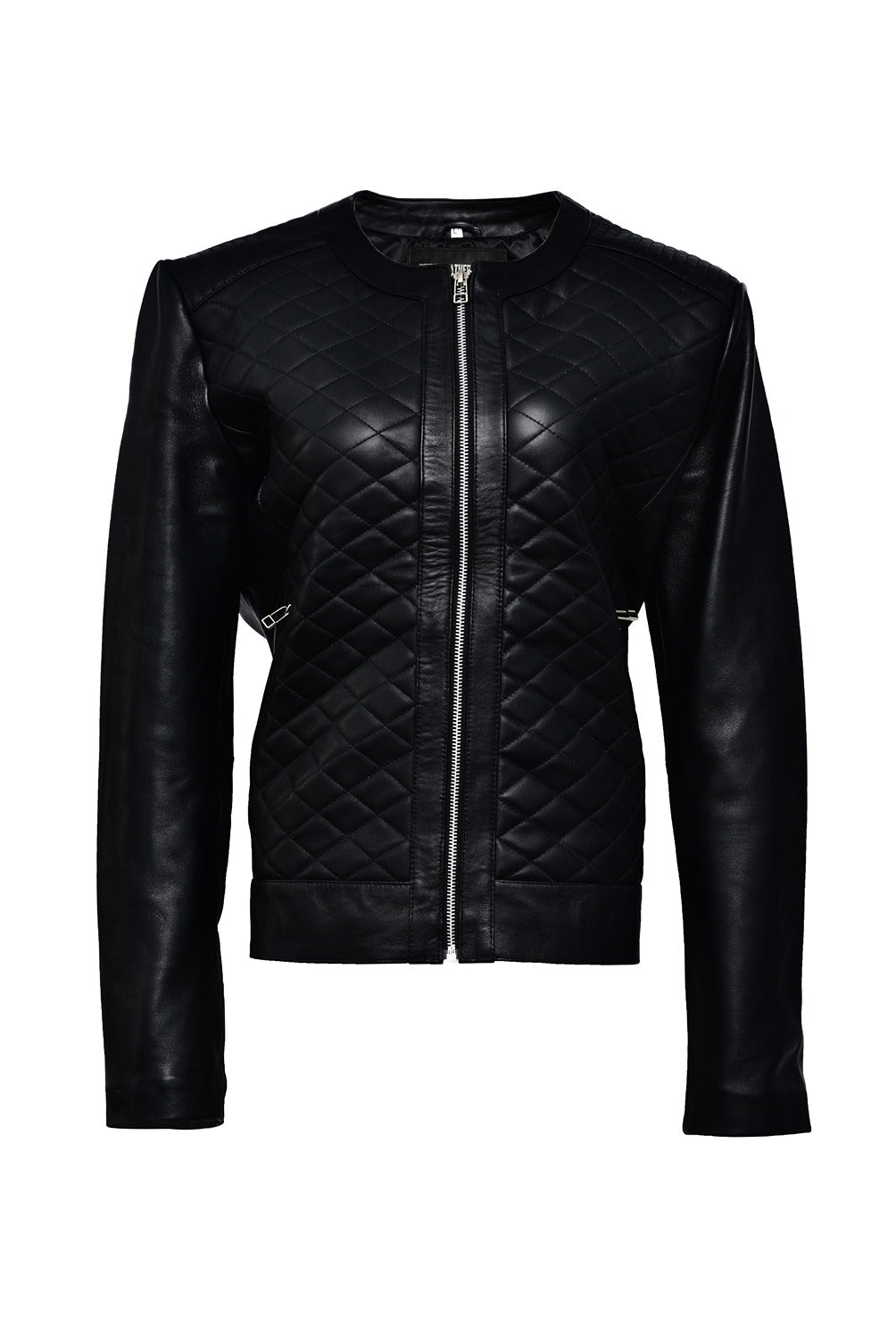 Collarless Black Leather Jacket | Leather Jackets AU Primeleathershop