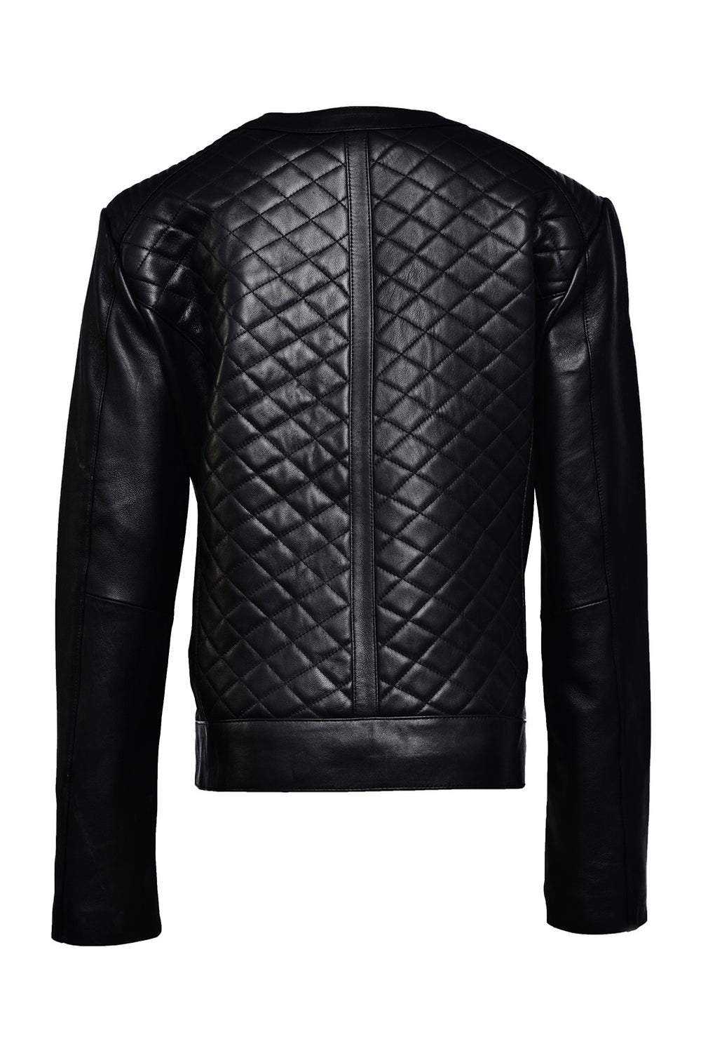 Collarless Black Leather Jacket | Leather Jackets AU Primeleathershop