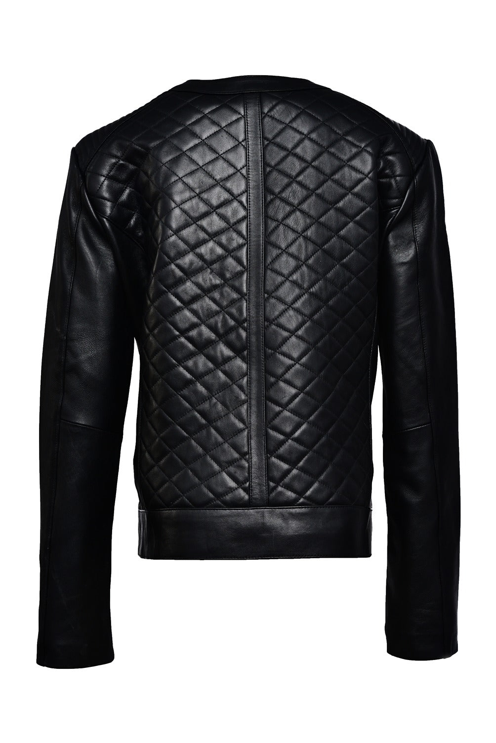 Collarless Black Leather Jacket | Leather Jackets AU Primeleathershop