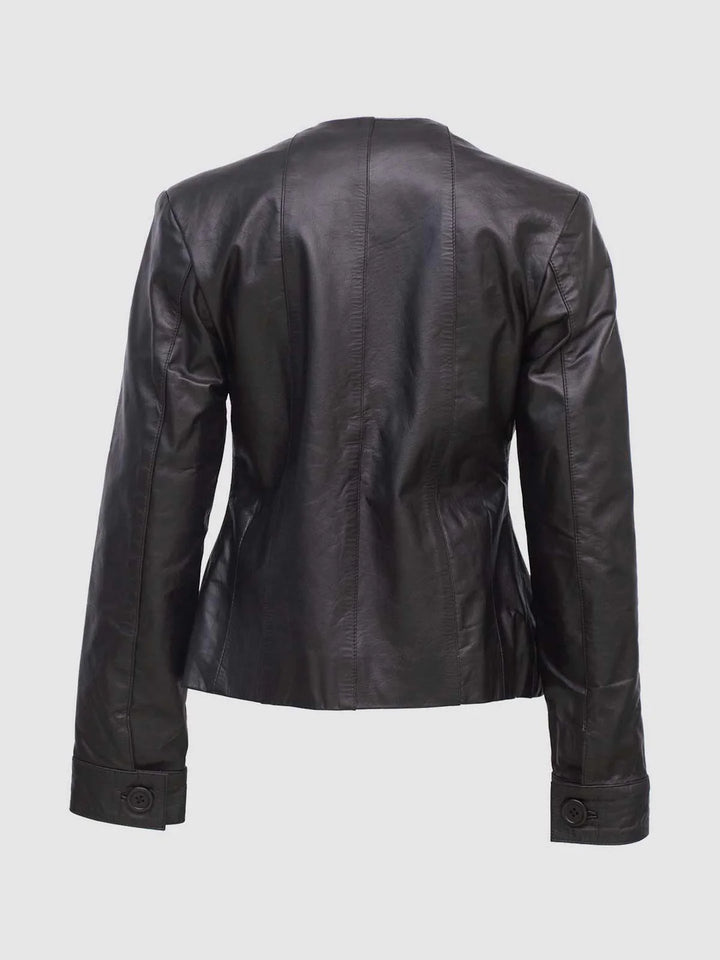 Collarless Premier Lambskin Leather Jacket | Leather Jackets AU Primeleathershop