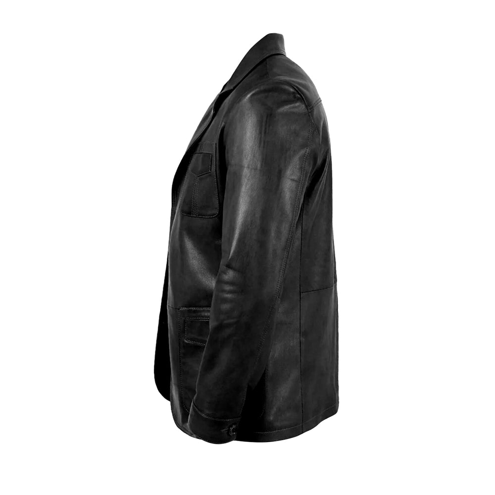 Crowe Commander Black Trench Leather Coat | Leather Jackets AU Primeleathershop