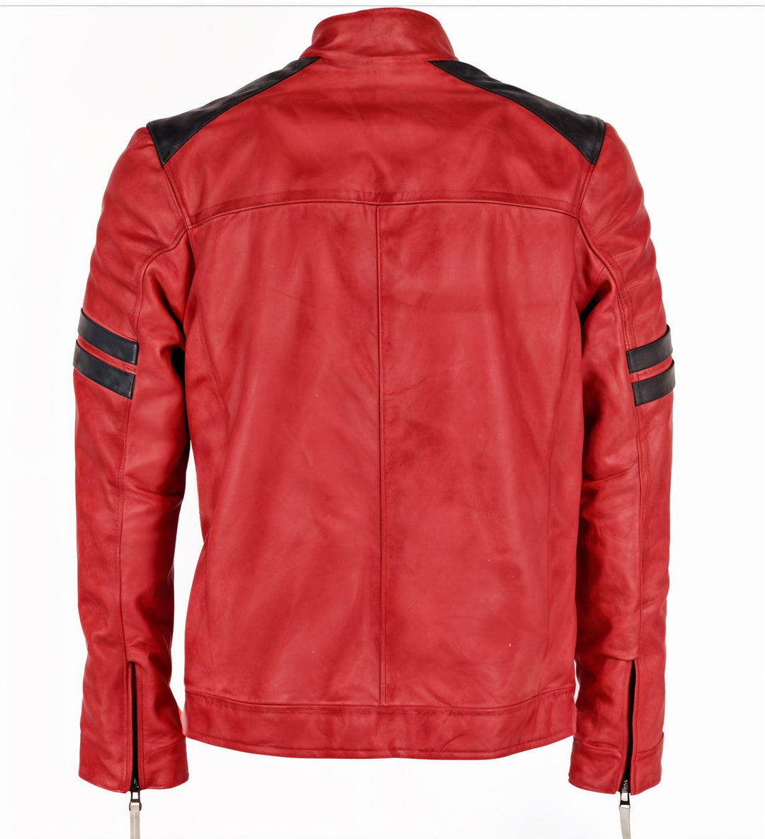 David Gandy Red Biker Leather Jacket | Leather Jackets AU Primeleathershop