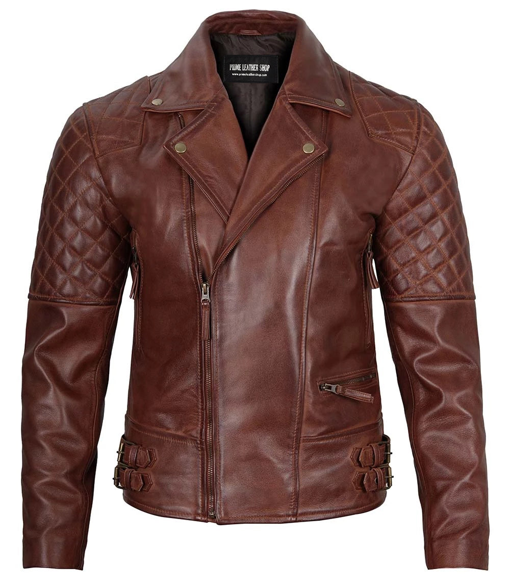 Men’s Legacy Brown Biker Leather Jacket | Leather Jackets AU Primeleathershop