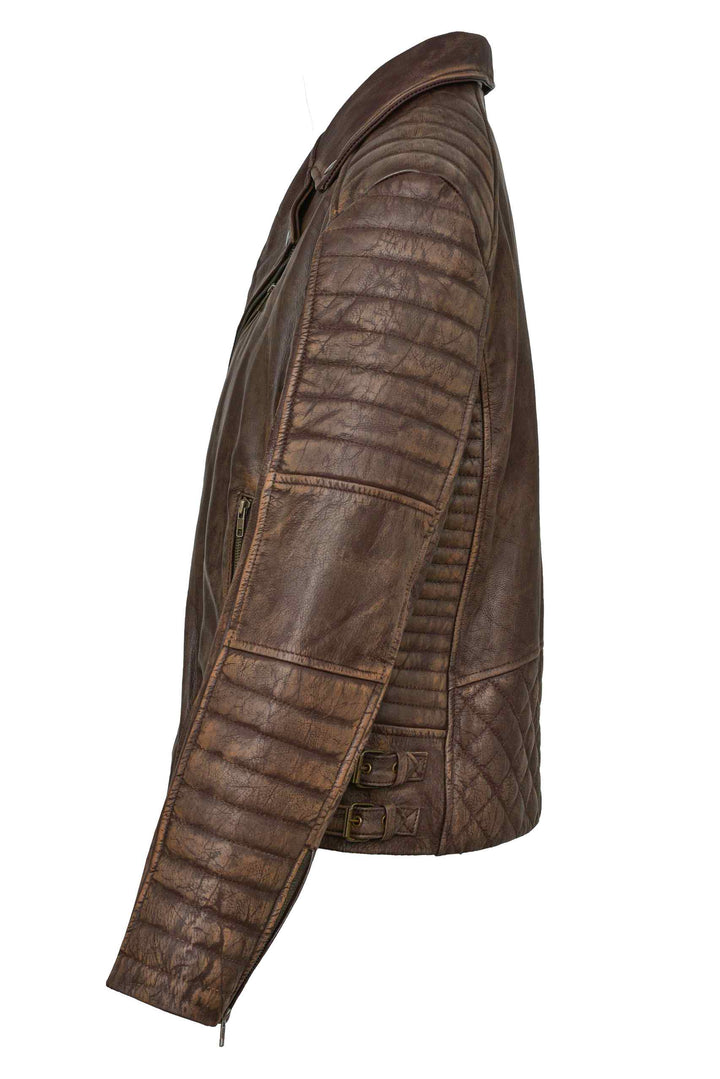 Distressed Brown Biker Leather Jacket | Leather Jackets AU Primeleathershop