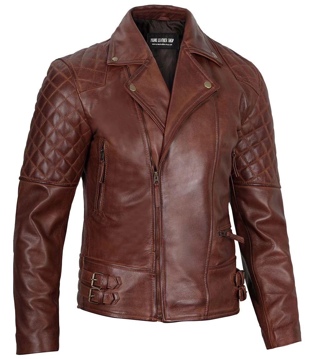 Men’s Legacy Brown Biker Leather Jacket | Leather Jackets AU Primeleathershop