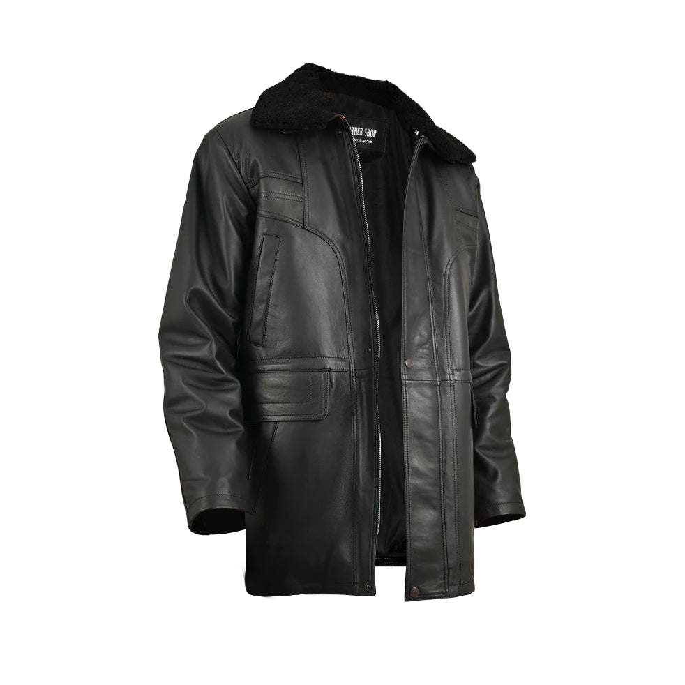 Edgerton Black Longline Mens Leather Coat | Leather Jackets AU Primeleathershop