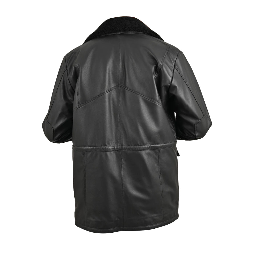 Edgerton Black Longline Mens Leather Coat | Leather Jackets AU Primeleathershop