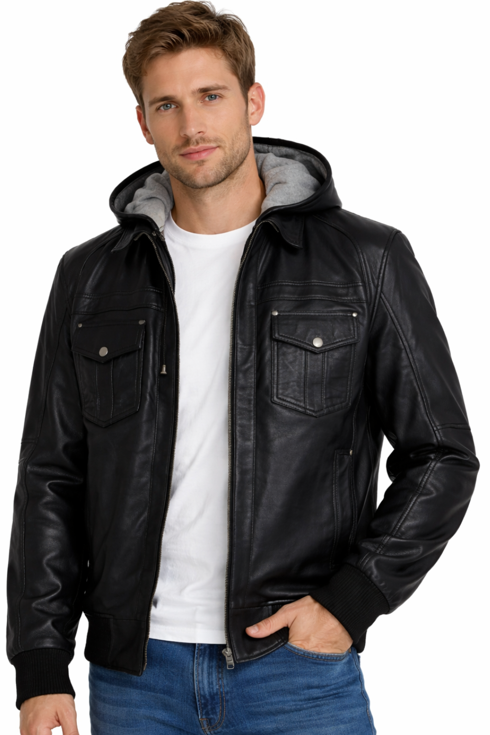 Black Hooded Leather