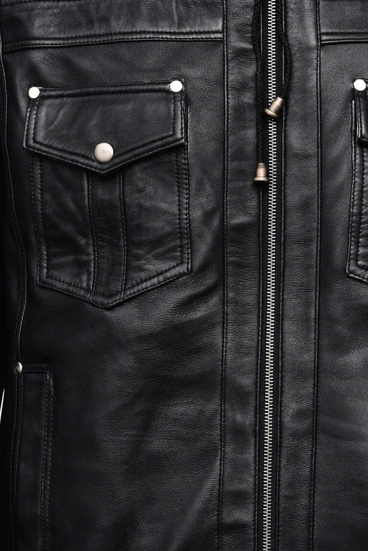 Federer Classic Hooded Leather Jacket | Leather Jackets AU Primeleathershop