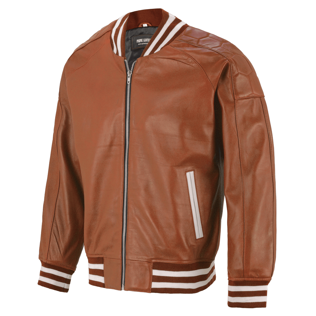 Highlands Cityscape Bomber Leather Jacket | Leather Jackets AU Primeleathershop
