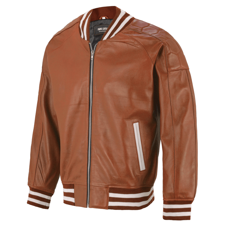 Highlands Cityscape Bomber Leather Jacket | Leather Jackets AU Primeleathershop