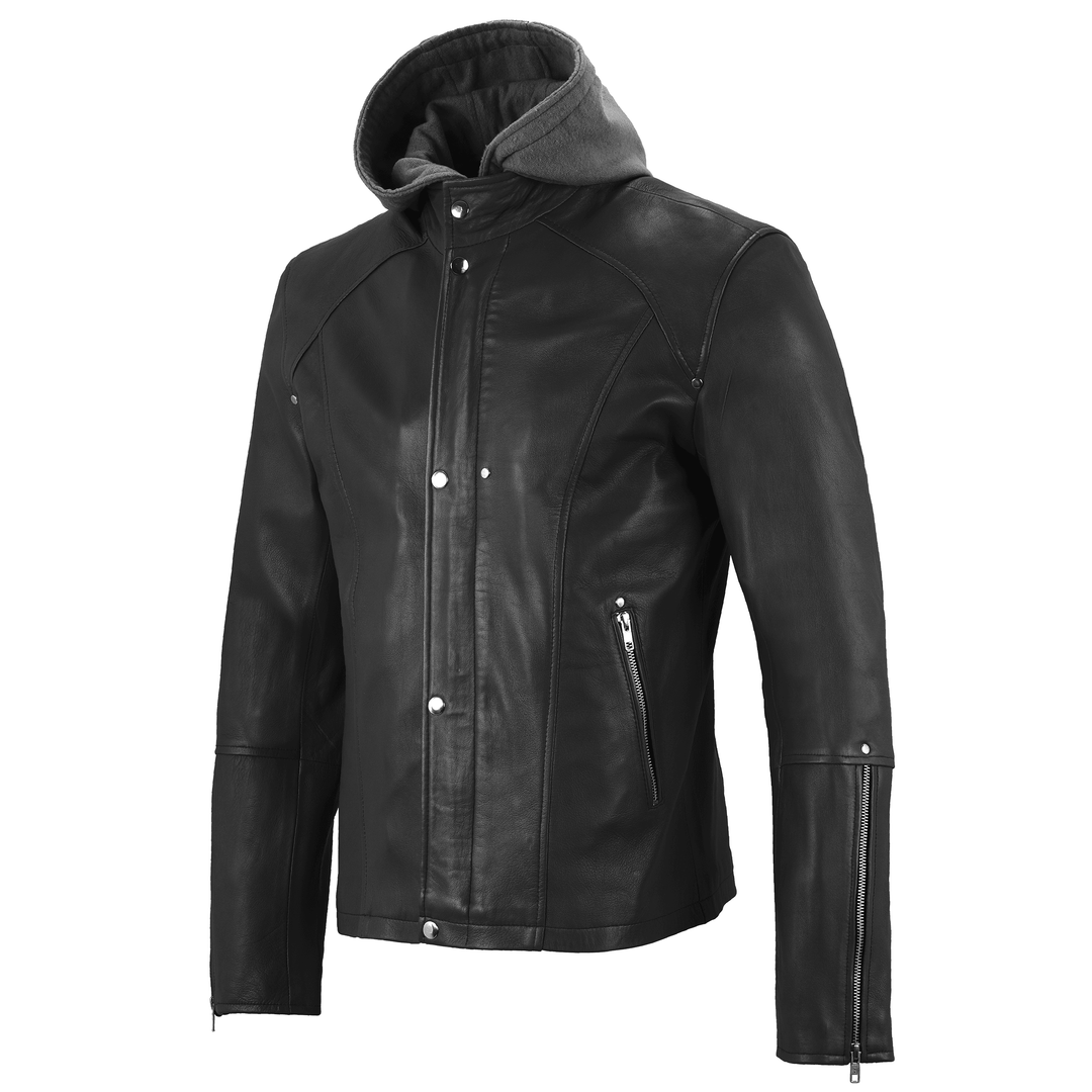 Jacob Hooded Bomber Leather Jacket | Leather Jackets AU Primeleathershop