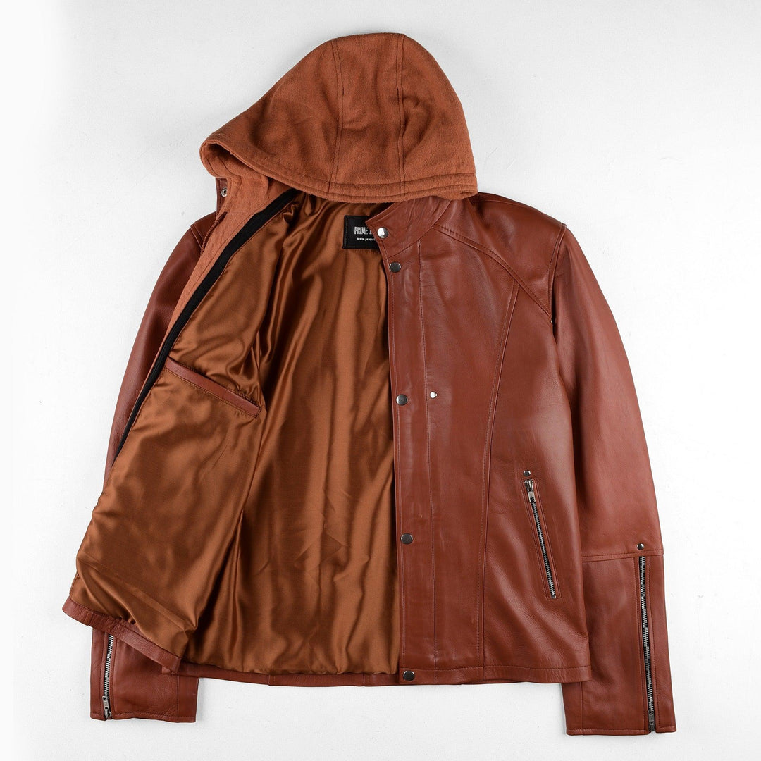 Jacob Hooded Bomber Leather Jacket | Leather Jackets AU Primeleathershop