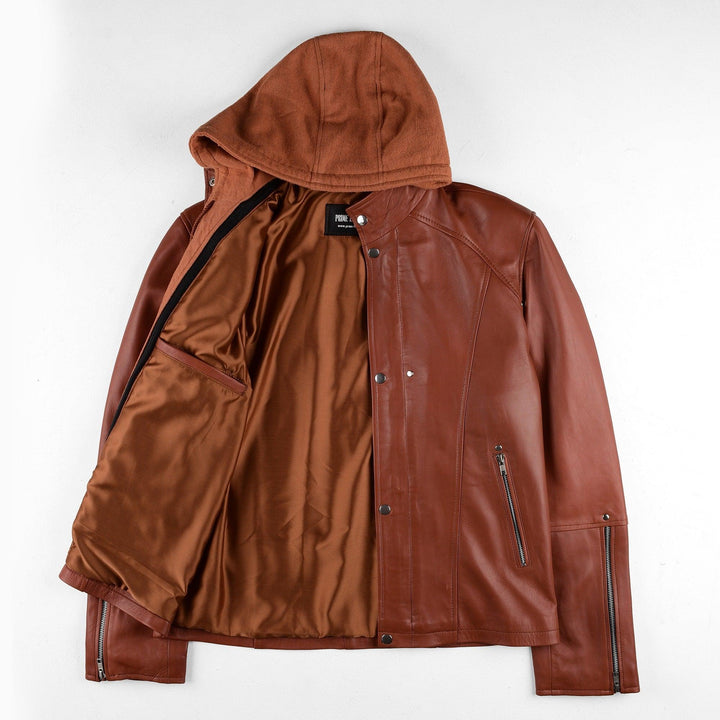 Jacob Hooded Bomber Leather Jacket | Leather Jackets AU Primeleathershop