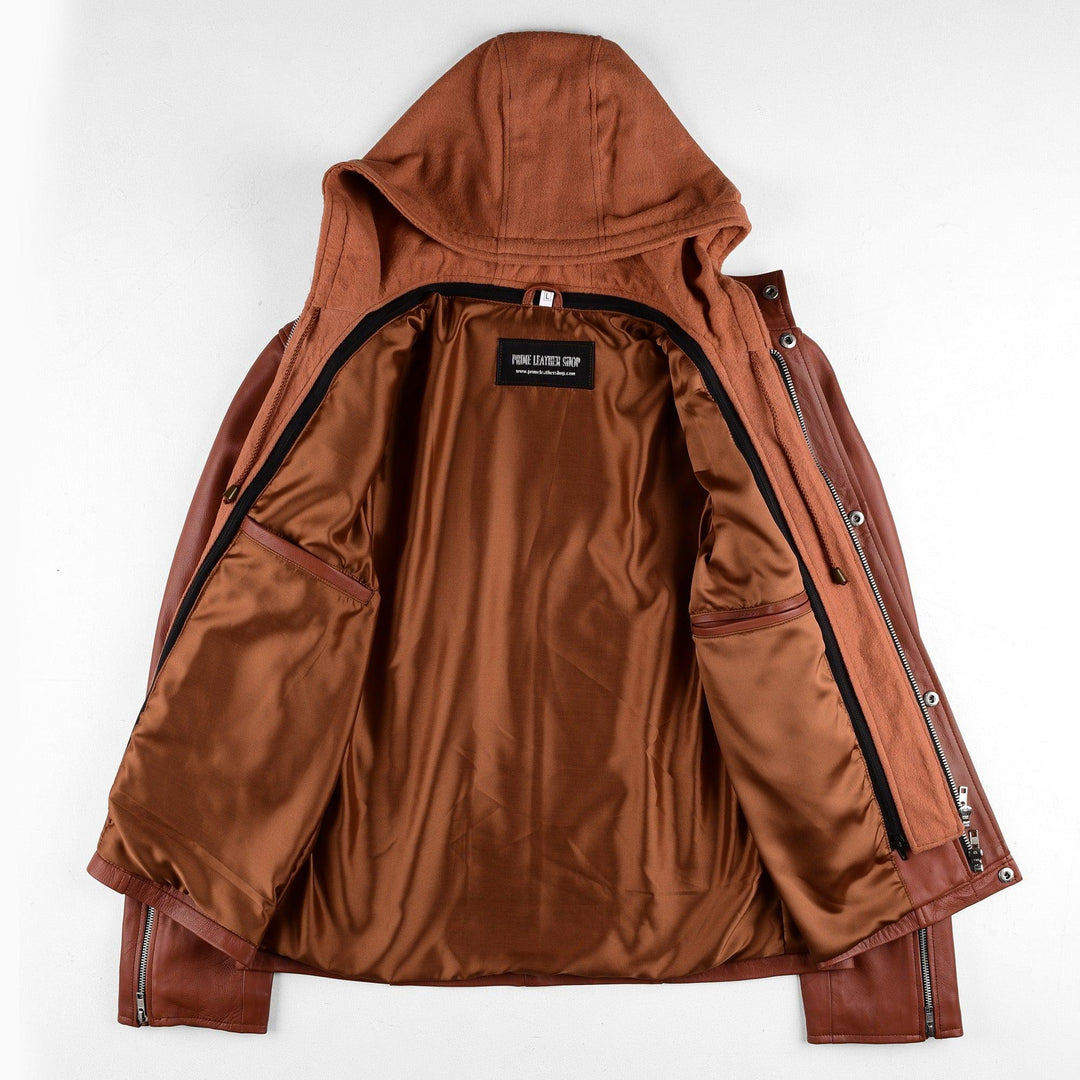 Jacob Hooded Bomber Leather Jacket | Leather Jackets AU Primeleathershop