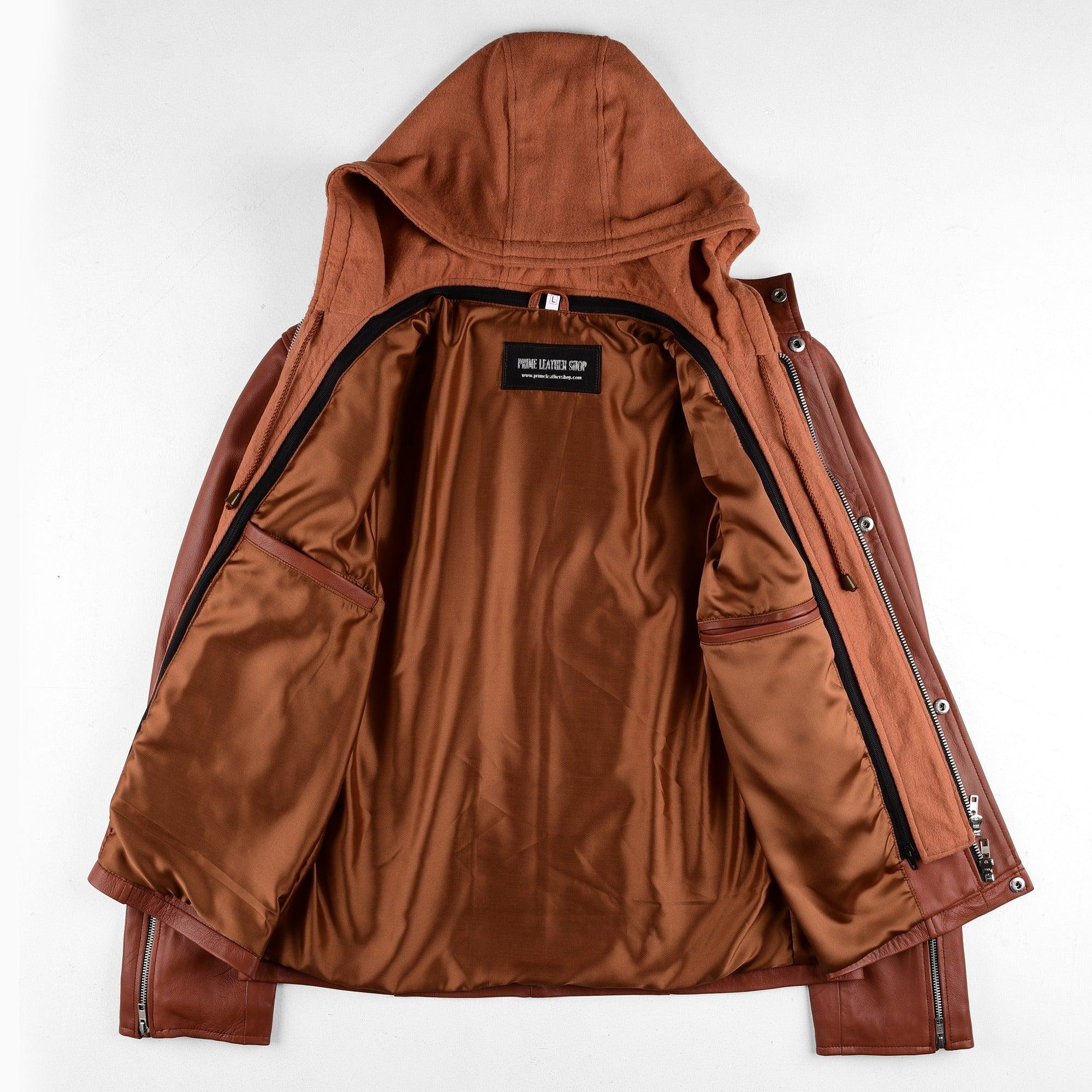 Jacob Hooded Bomber Leather Jacket | Leather Jackets AU Primeleathershop