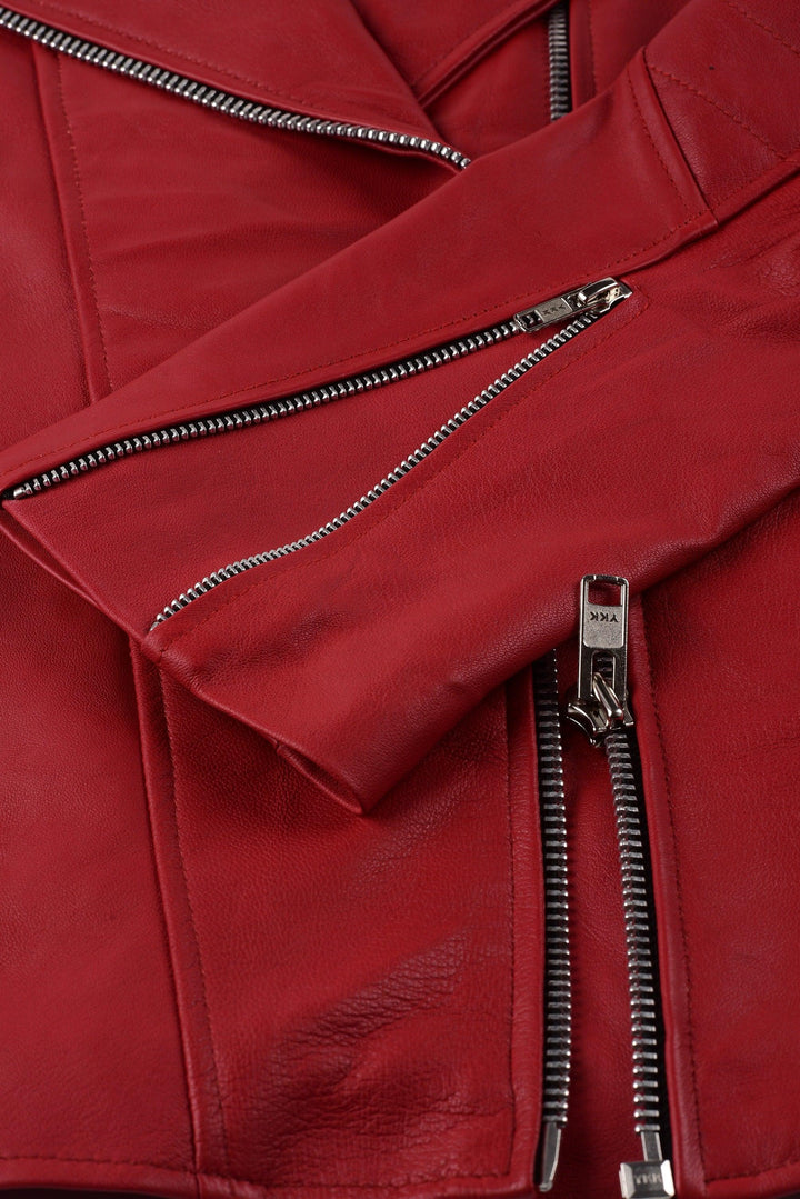 Jennifer Lopez Red Biker Leather Jacket | Leather Jackets AU Primeleathershop