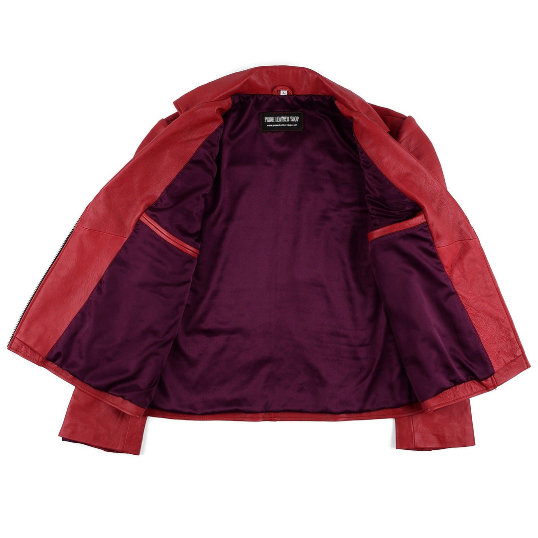 Jennifer Lopez Red Biker Leather Jacket | Leather Jackets AU Primeleathershop