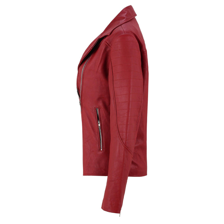 Jennifer Lopez Red Biker Leather Jacket | Leather Jackets AU Primeleathershop