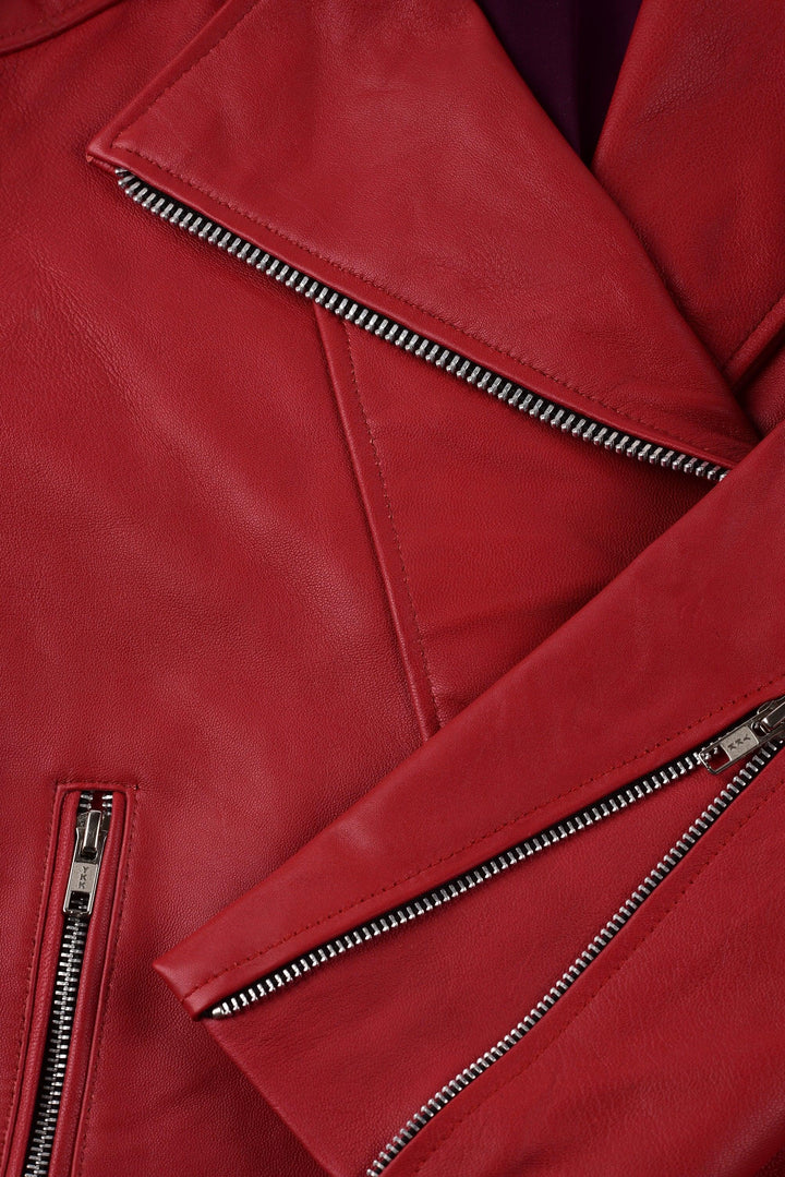 Jennifer Lopez Red Biker Leather Jacket | Leather Jackets AU Primeleathershop