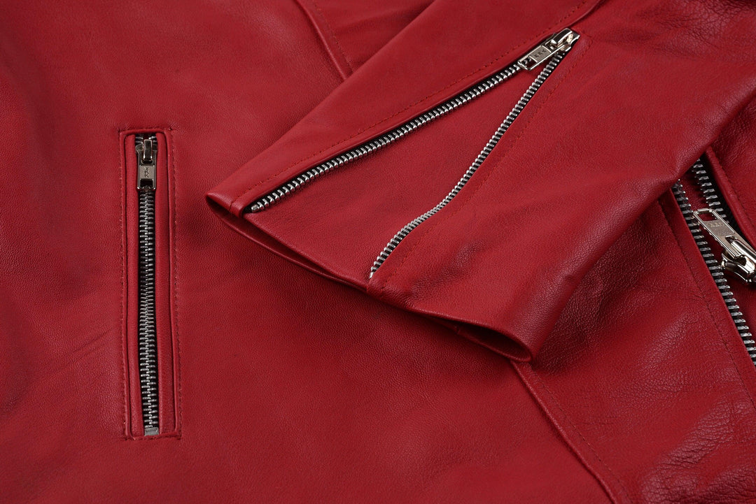 Jennifer Lopez Red Biker Leather Jacket | Leather Jackets AU Primeleathershop