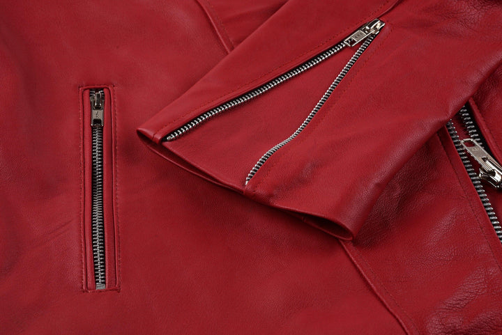 Jennifer Lopez Red Biker Leather Jacket | Leather Jackets AU Primeleathershop