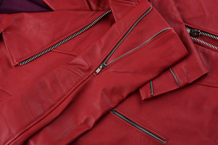 Jennifer Lopez Red Biker Leather Jacket | Leather Jackets AU Primeleathershop