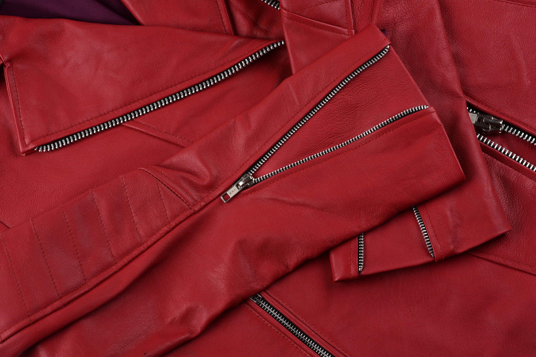 Jennifer Lopez Red Biker Leather Jacket | Leather Jackets AU Primeleathershop