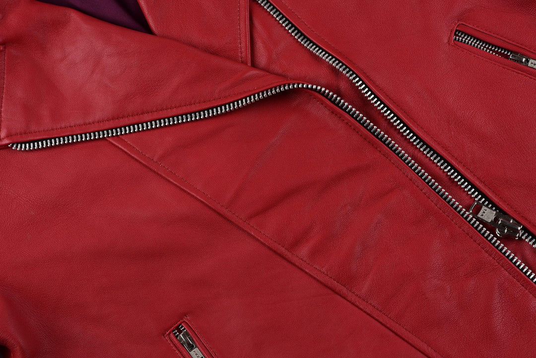 Jennifer Lopez Red Biker Leather Jacket | Leather Jackets AU Primeleathershop