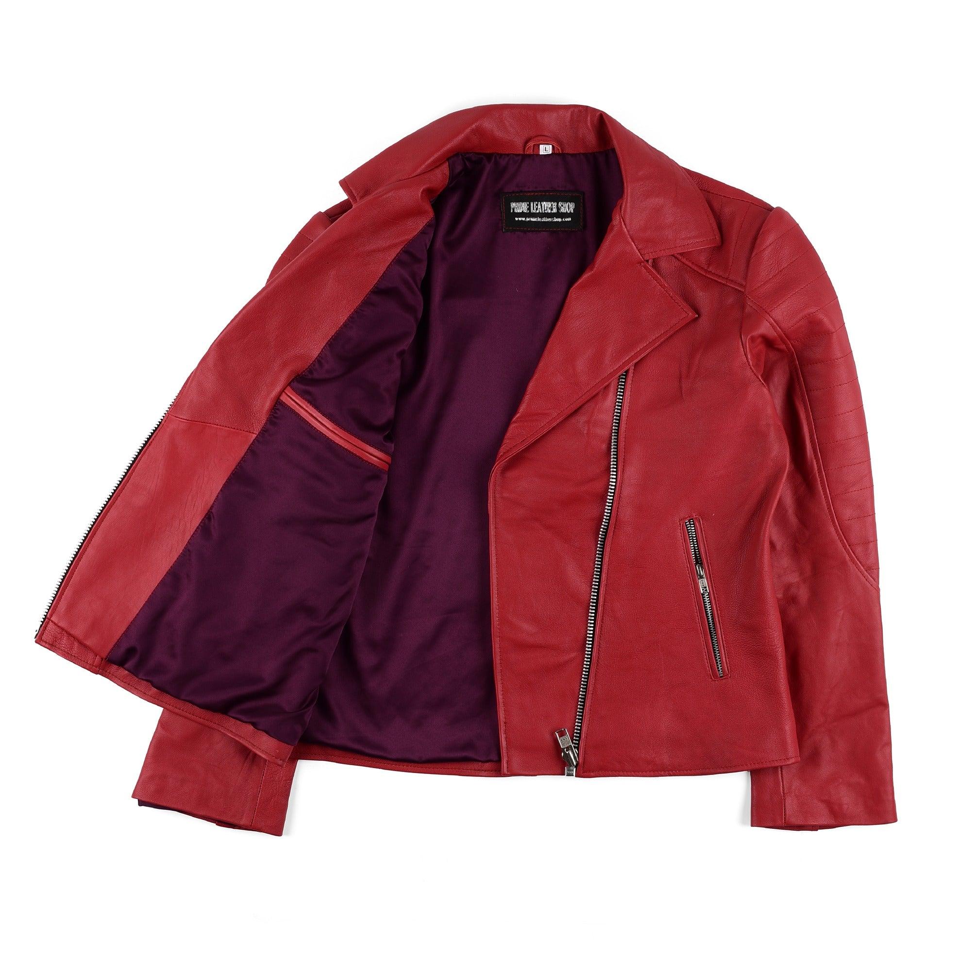 Jennifer Lopez Red Biker Leather Jacket | Leather Jackets AU Primeleathershop