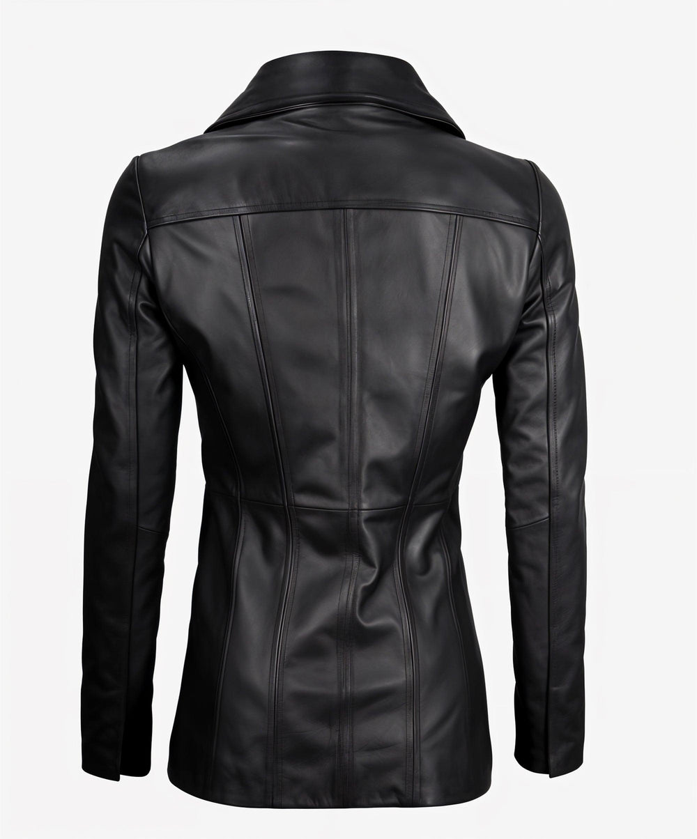 Jessica Alba Black Leather Coat | Leather Jackets AU Primeleathershop