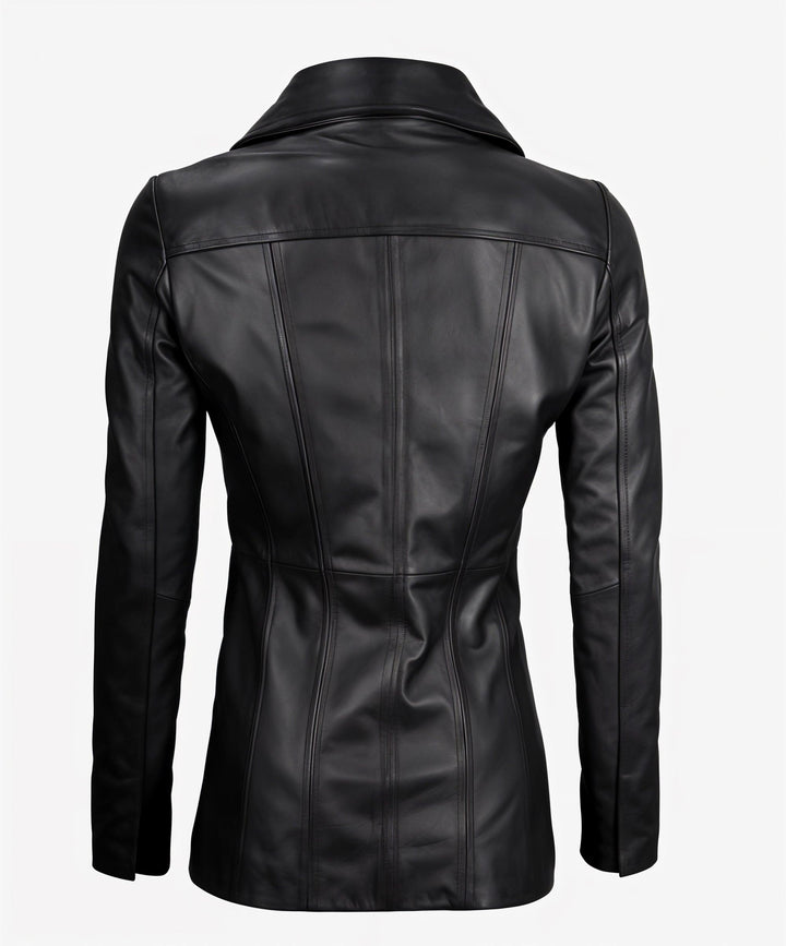 Jessica Alba Black Leather Coat | Leather Jackets AU Primeleathershop