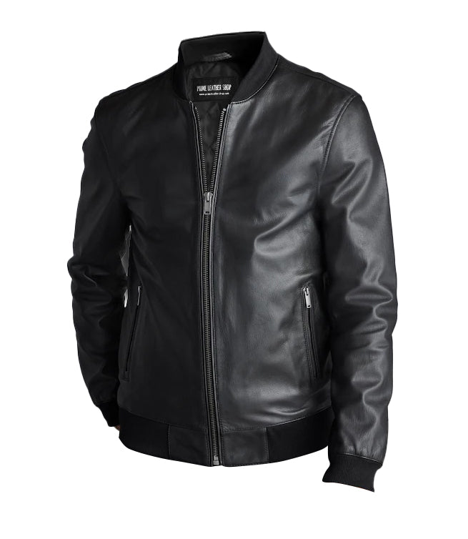 Ledger Rogue Black Bomber Leather Jacket | Leather Jackets AU Primeleathershop