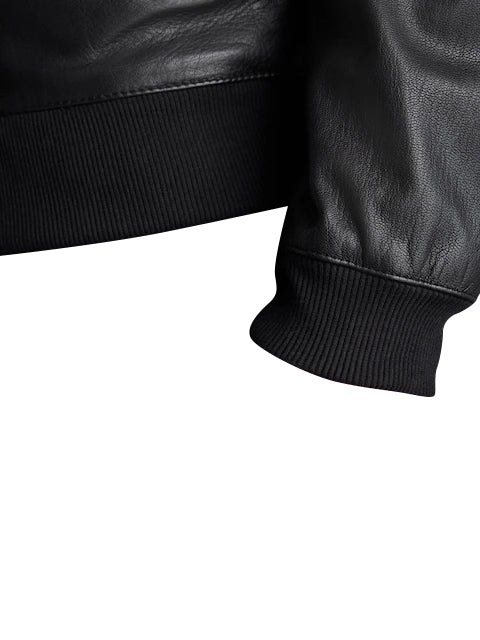 Ledger Rogue Black Bomber Leather Jacket | Leather Jackets AU Primeleathershop