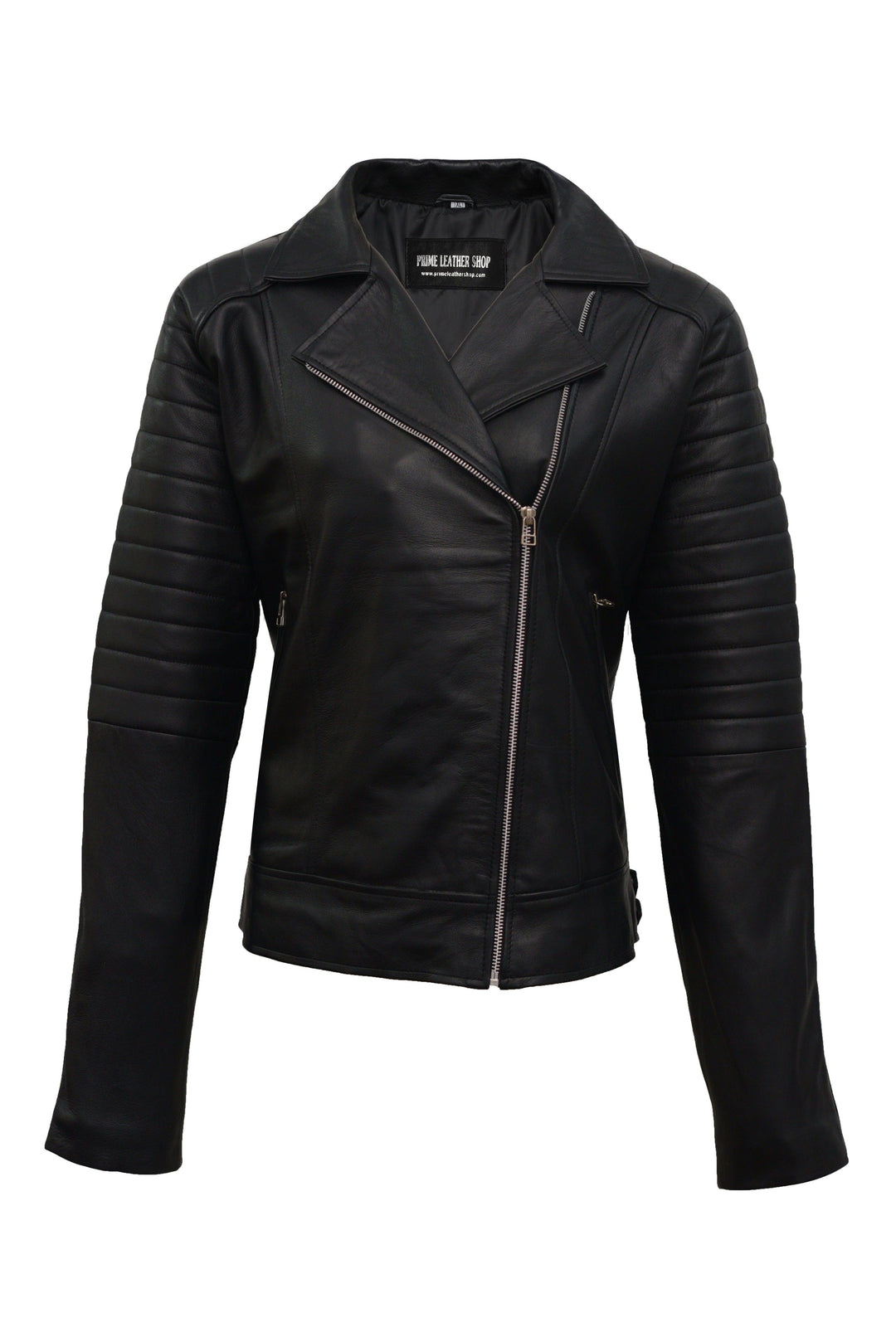 Angelina Black Biker Leather Jacket | Leather Jackets AU Primeleathershop