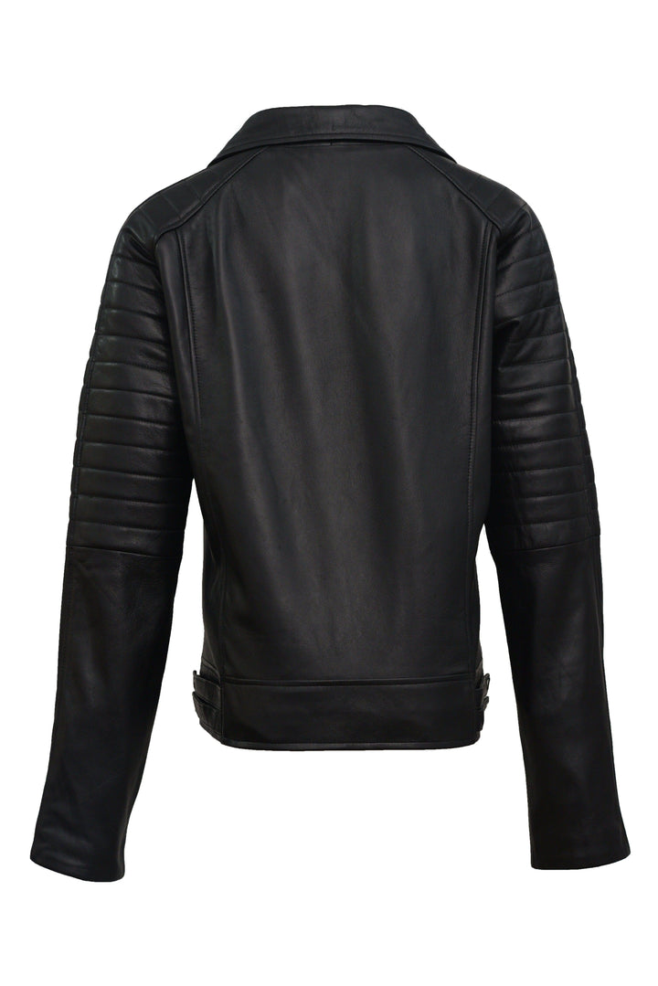 Angelina Black Biker Leather Jacket | Leather Jackets AU Primeleathershop