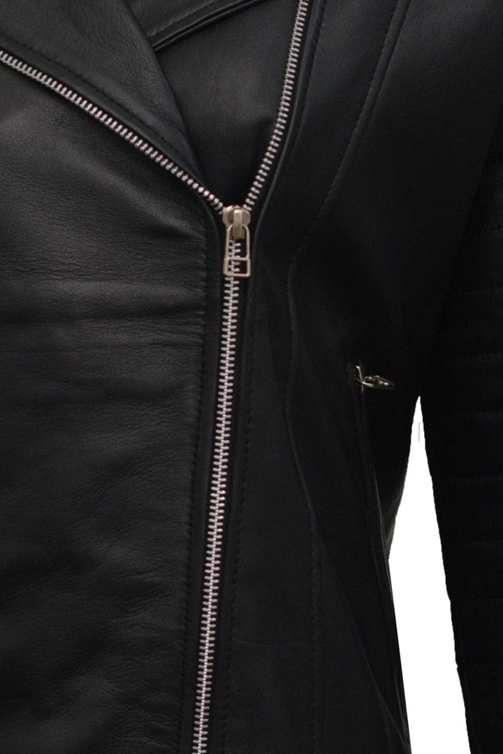 Angelina Black Biker Leather Jacket | Leather Jackets AU Primeleathershop