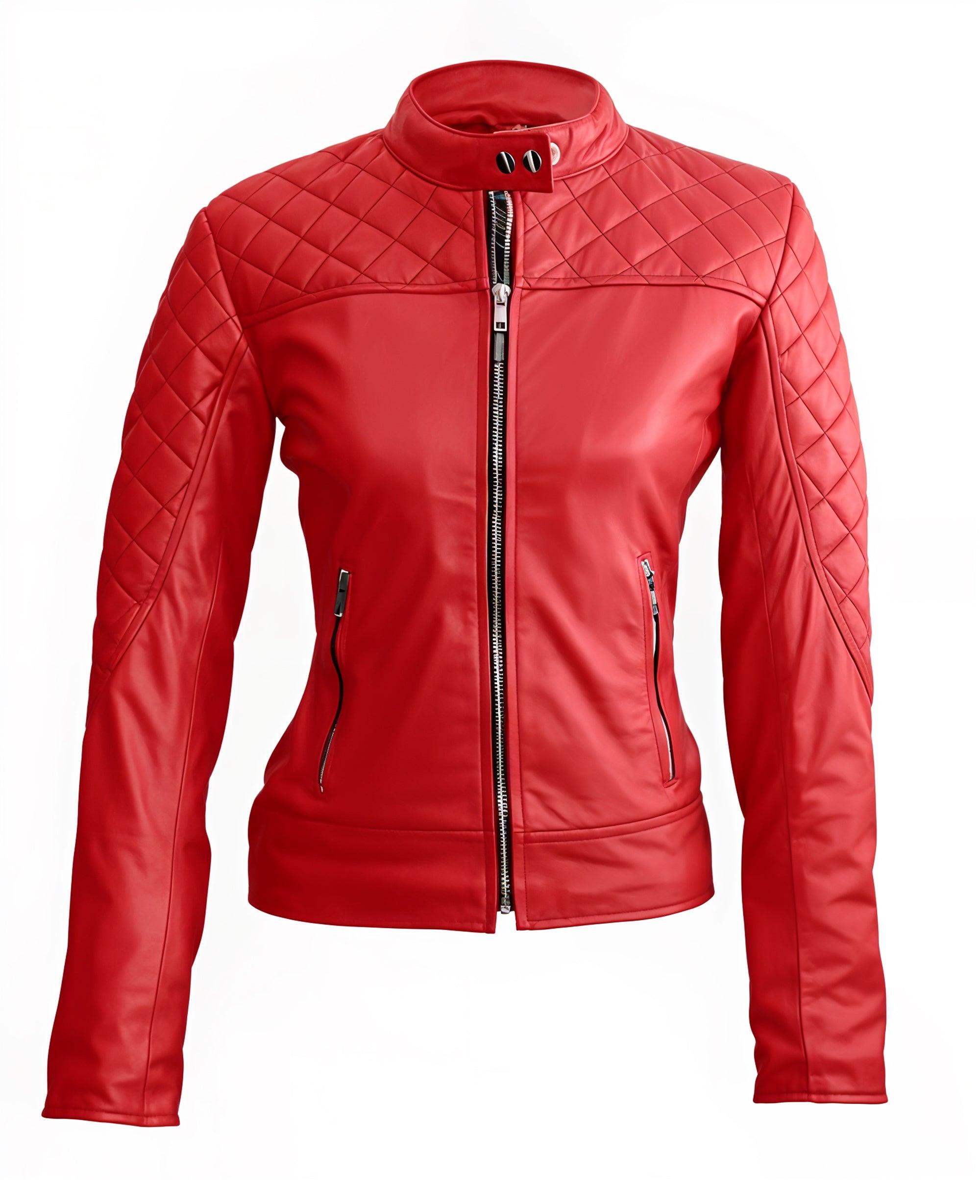 Marilyn Bomber Red Leather Jacket | Leather Jackets AU Primeleathershop