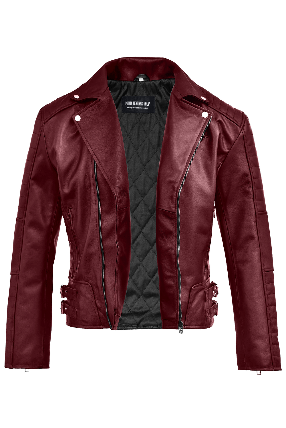 Jordan Maroon Biker Leather Jacket | Leather Jackets AU Primeleathershop