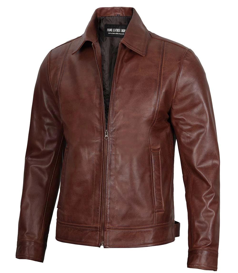 Heritage Luxe Brown Bomber Leather Jacket | Leather Jackets AU Primeleathershop