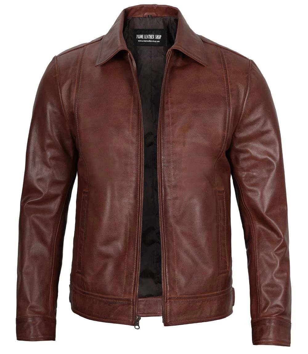 Heritage Luxe Brown Bomber Leather Jacket | Leather Jackets AU Primeleathershop