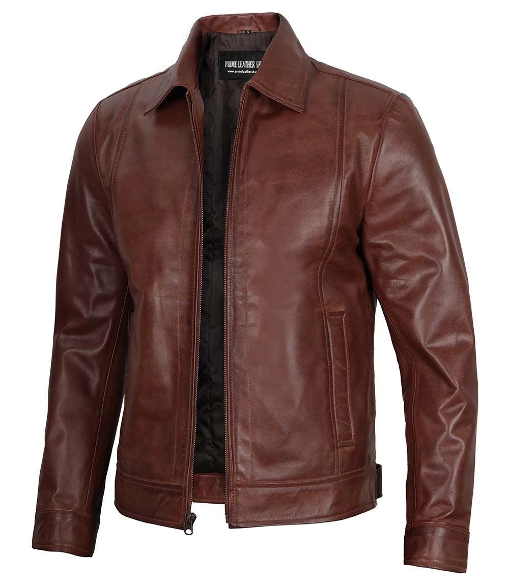 Heritage Luxe Brown Bomber Leather Jacket | Leather Jackets AU Primeleathershop