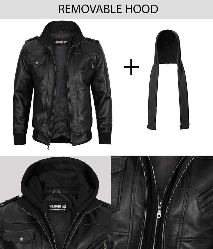 Urban Edge Hooded Leather Jacket | Leather Jackets AU Primeleathershop