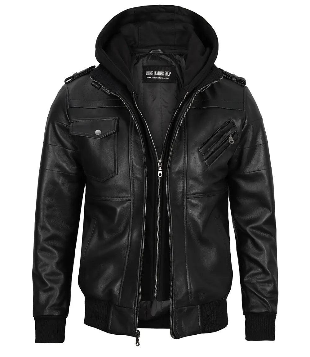 Urban Edge Hooded Leather Jacket | Leather Jackets AU Primeleathershop